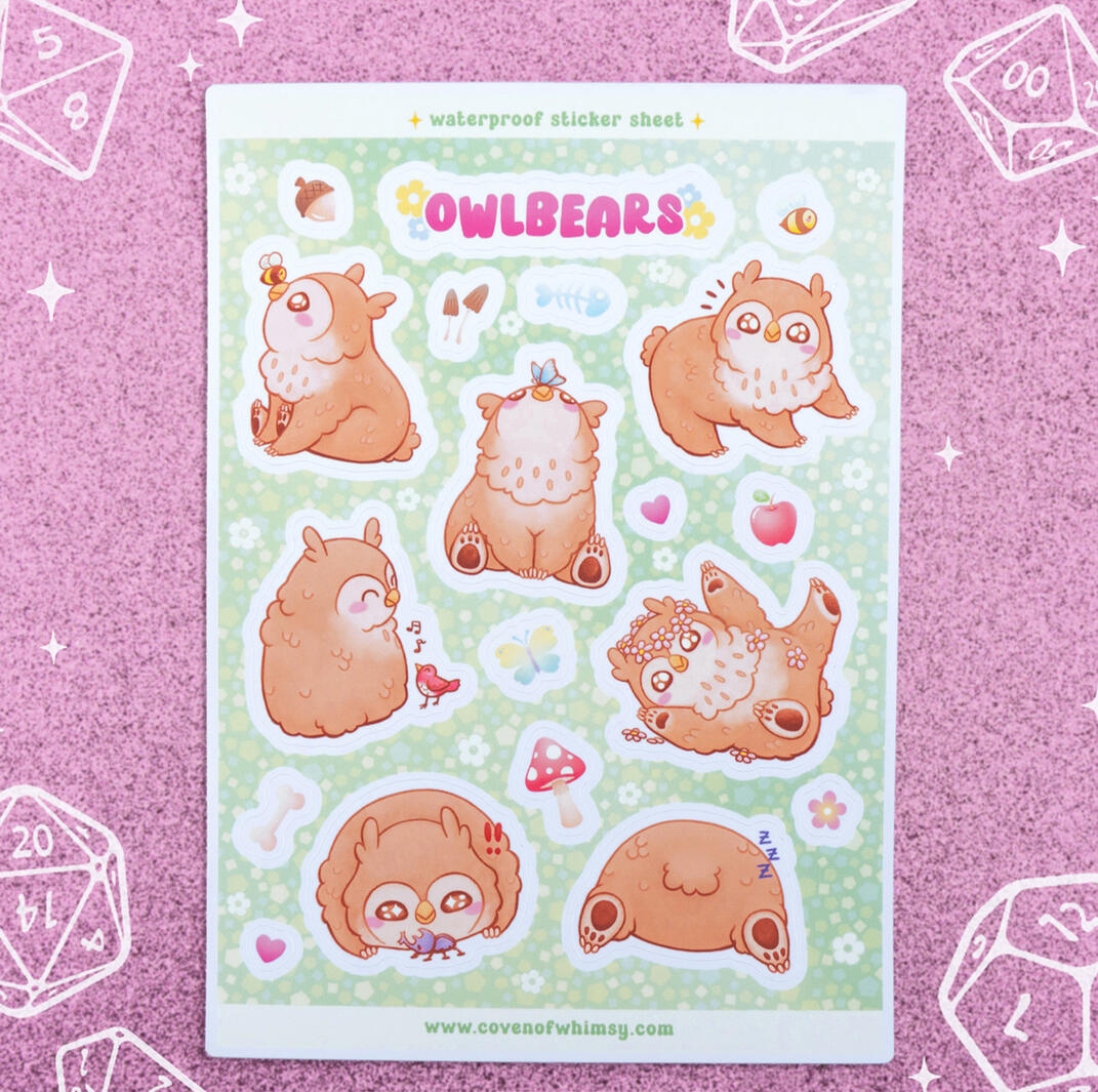 Owlbear sticker sheet