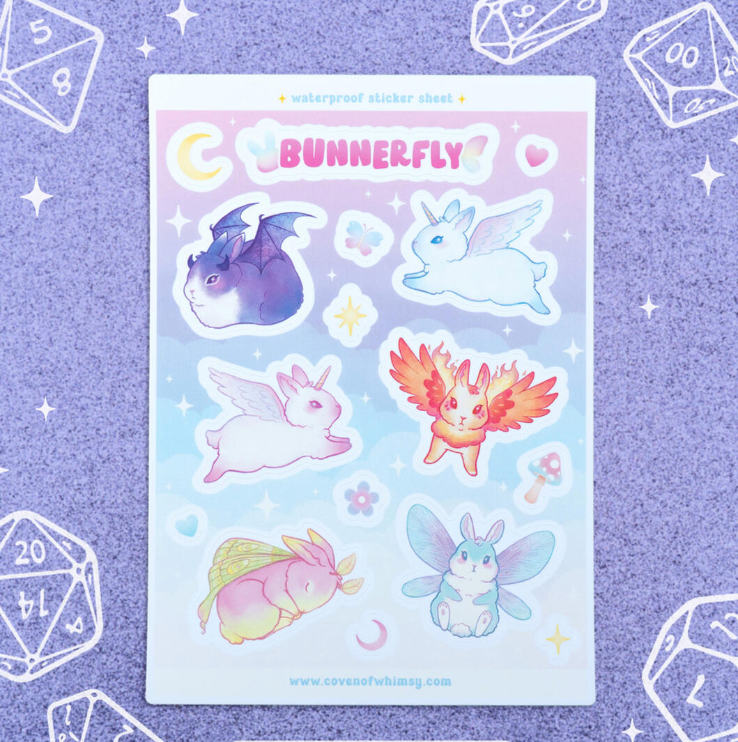 Bunnerfly sticker sheet